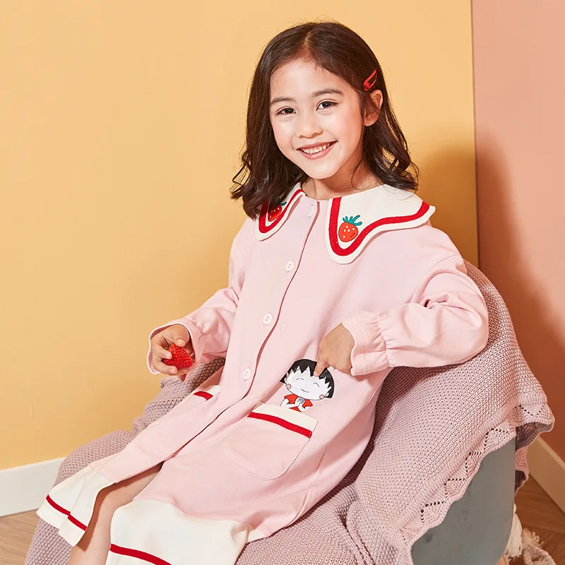 Terno para Meninas Primavera dos Desenhos Pijamas Animados Crianças Conjunto Fino Meninas Bebê Bonito Manga Longa Vestido