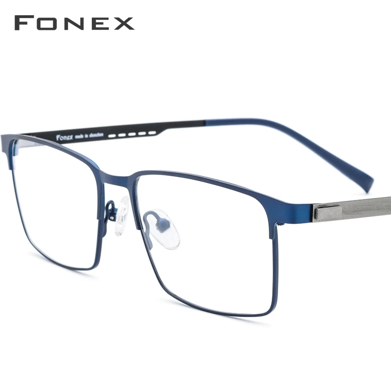 

FONEX Alloy Prescription Glasses Full Rim Square Myopia Eyeglasses Frame Men Optical Screwless Eyewear Eye Glasses for Men 8841