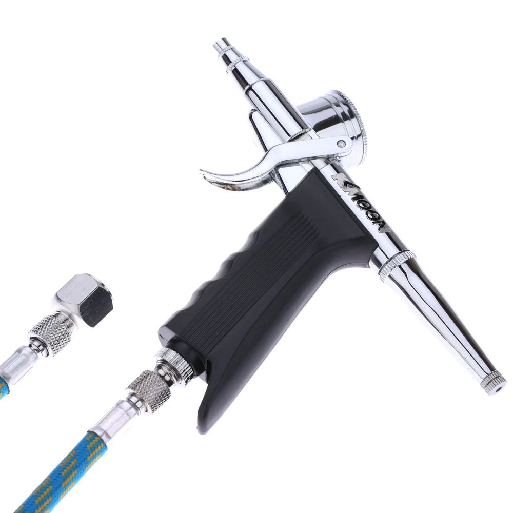 Аэрограф распылитель краски двойного действия с шлангом 3 наконечника 2 чашки для