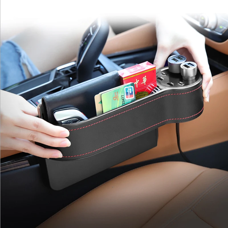 Автомобильное зарядное устройство с двумя usb-портами, коробка для хранения, 2 порта, ЖК-дисплей, прикуриватель, автомобильное зарядное устройство, адаптер питания, автомобильные аксессуары