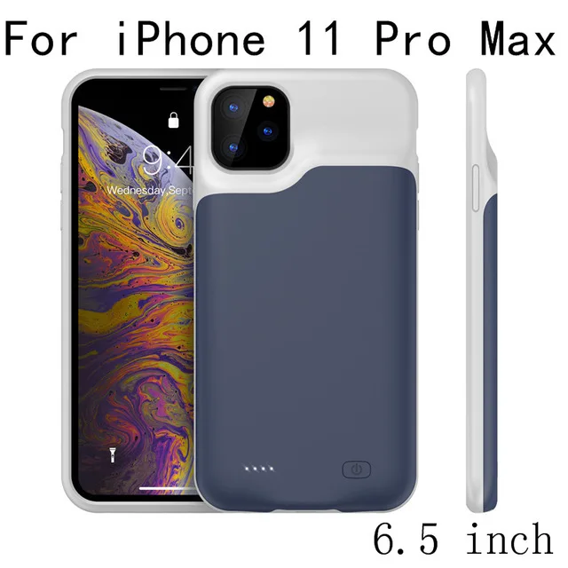 Для iPhone 11 Pro Аккумулятор Max Чехлы силиконовые противоударные чехлы для iPhone 11 Pro power Case Backup power Bank чехол - Цвет: Blue for 11 Pro Max