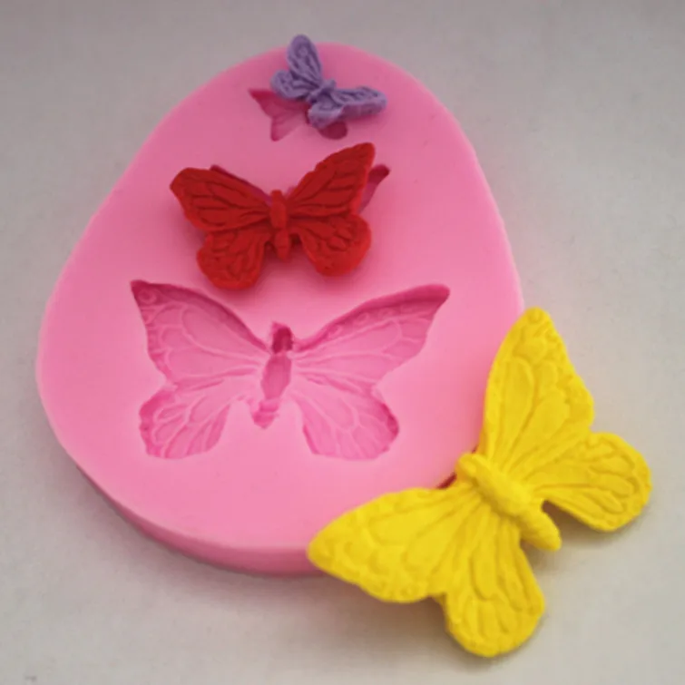 Три бабочки силикагель Fondant(сахарная) Матрица для штампования мыла глиняные формы для шоколада пресс-форм FM215