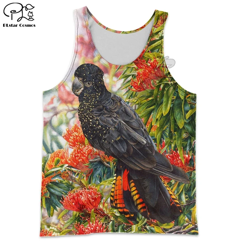 

PLstar Cosmos Animal Parrot Flower Bird Retro NewFashion Funny Streetwear 3DPrint Unisex Summer Casual TankTop Vest Man's Top N2