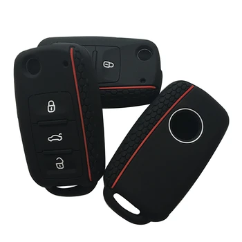 

Funda Llave Cap For Vw Polo Golf Passat Beetle Bora 3Button Flip Key Keychain Car Key Case For Keychain Alarm Cute Key Cover