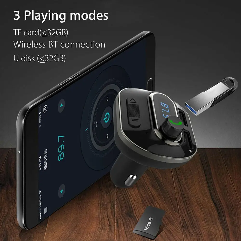 Автомобильный AUX комплект с FM адаптером беспроводной Bluetooth fm передатчик ЖК