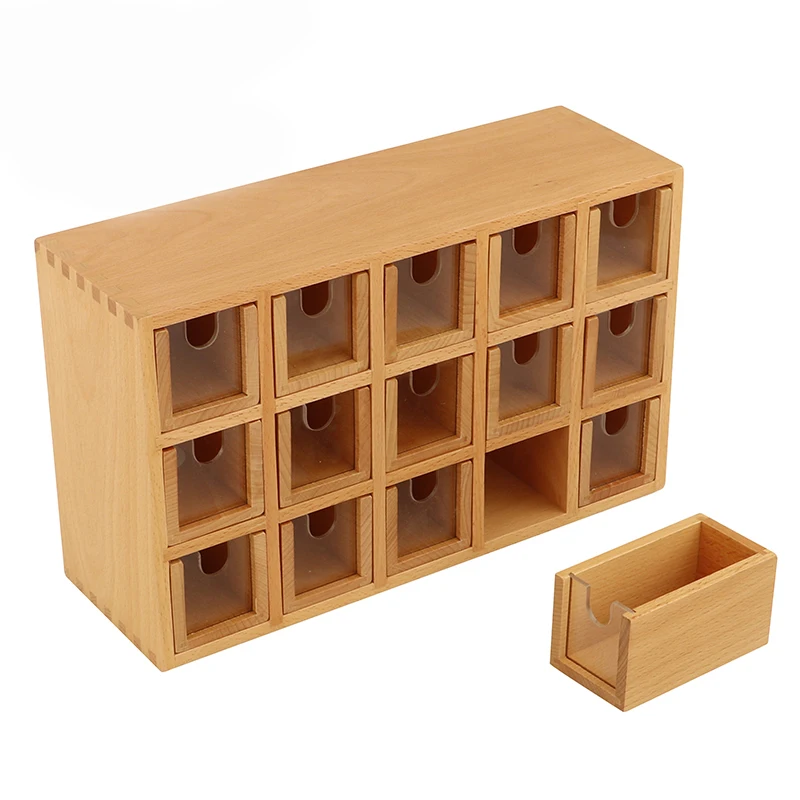 LA143 Монтессори небольшой язык деревянный контейнер для Beechwood Box акриловые