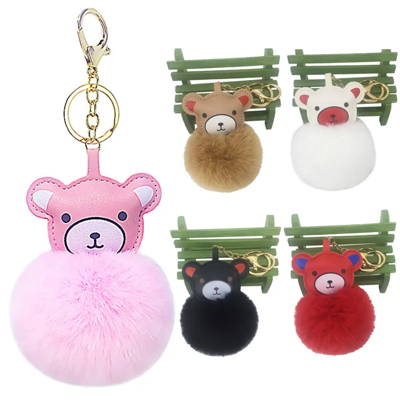 Милый помпон брелок медведь Пингвин Гиппокамп пушистый шарик из искусственного