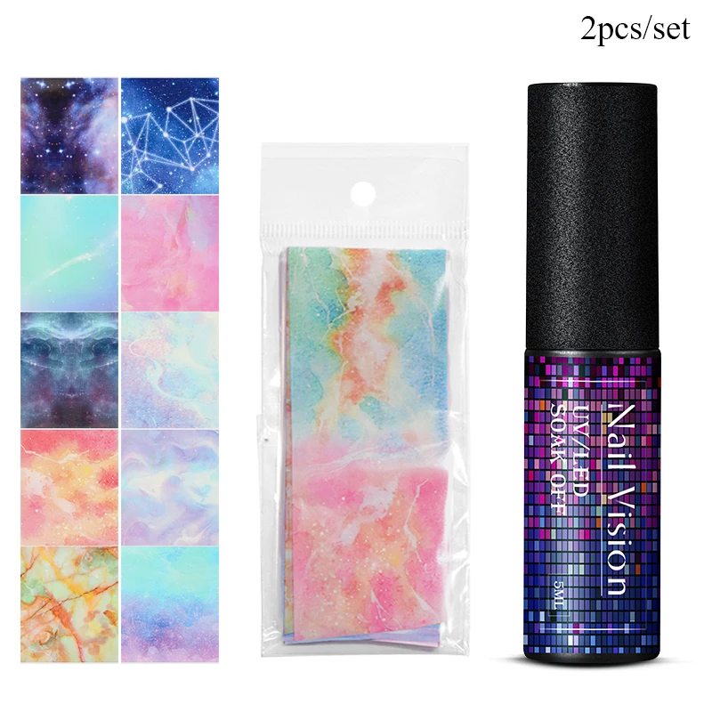 Nail Vision 5 мл клей для ногтей, фольга, клей, звездное небо, Набор наклеек, прозрачный клей, переводная наклейка для ногтей, бумага, сделай сам, маникюр - Цвет: EEZH07002