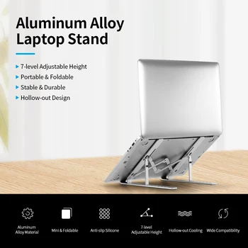 

7-level Adjustable Laptop Stand Portable Aluminum Alloy Laptop Stand Foldable Non-slip Notebook Holder Silver