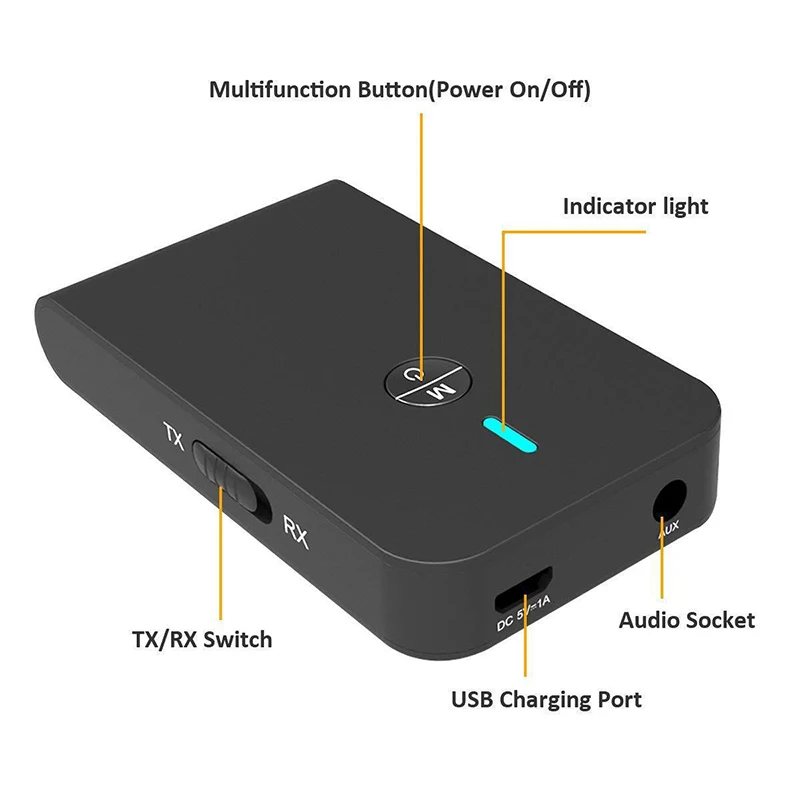 BT-6 Bluetooth 5,0 передатчик приемник 2-в-1 bluetooth адаптер с микро-Поддержка Hands-free для телевизионные наушники ПК аудио Динамик