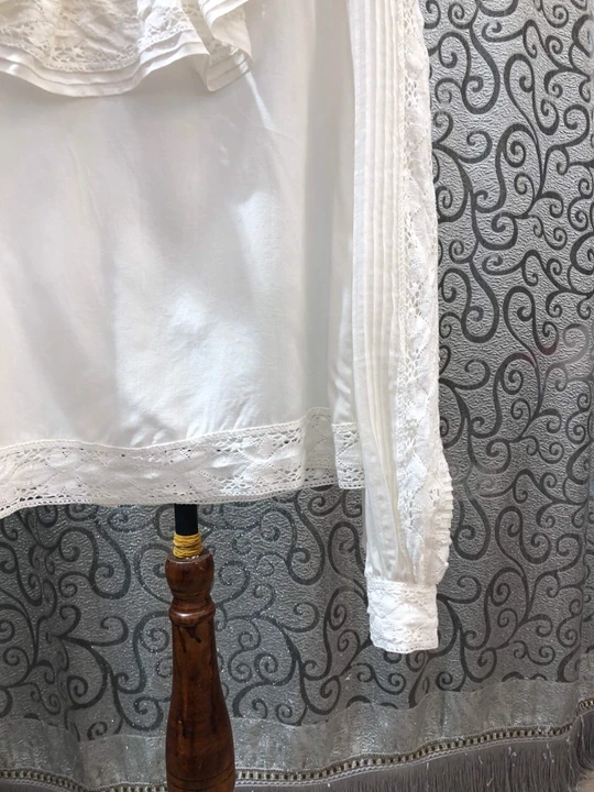 Blusas Feminino, весна-лето, шелковые хлопковые топы для женщин, Плиссированный Воротник, открытая кружевная вышивка, пуговица сзади, рубашки в винтажном стиле