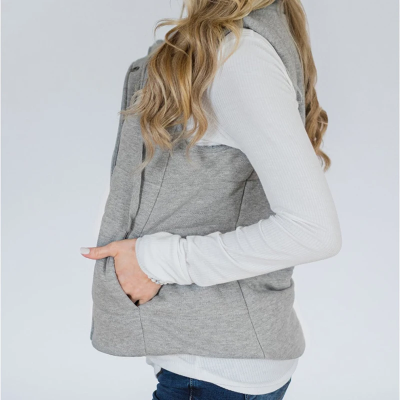 Hot Sale New Women Vest Female Casual Solid Zippers Vest Fashion Stand Collar Vest Ladies V-neck Coat For Women