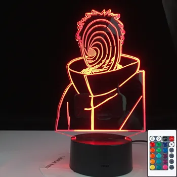 

3D-4785 Obito Uchiha In Mask Figure Led Night Light for Boys Kids Bedroom Color Changing Nightlight Table Lamp Naruto Gift