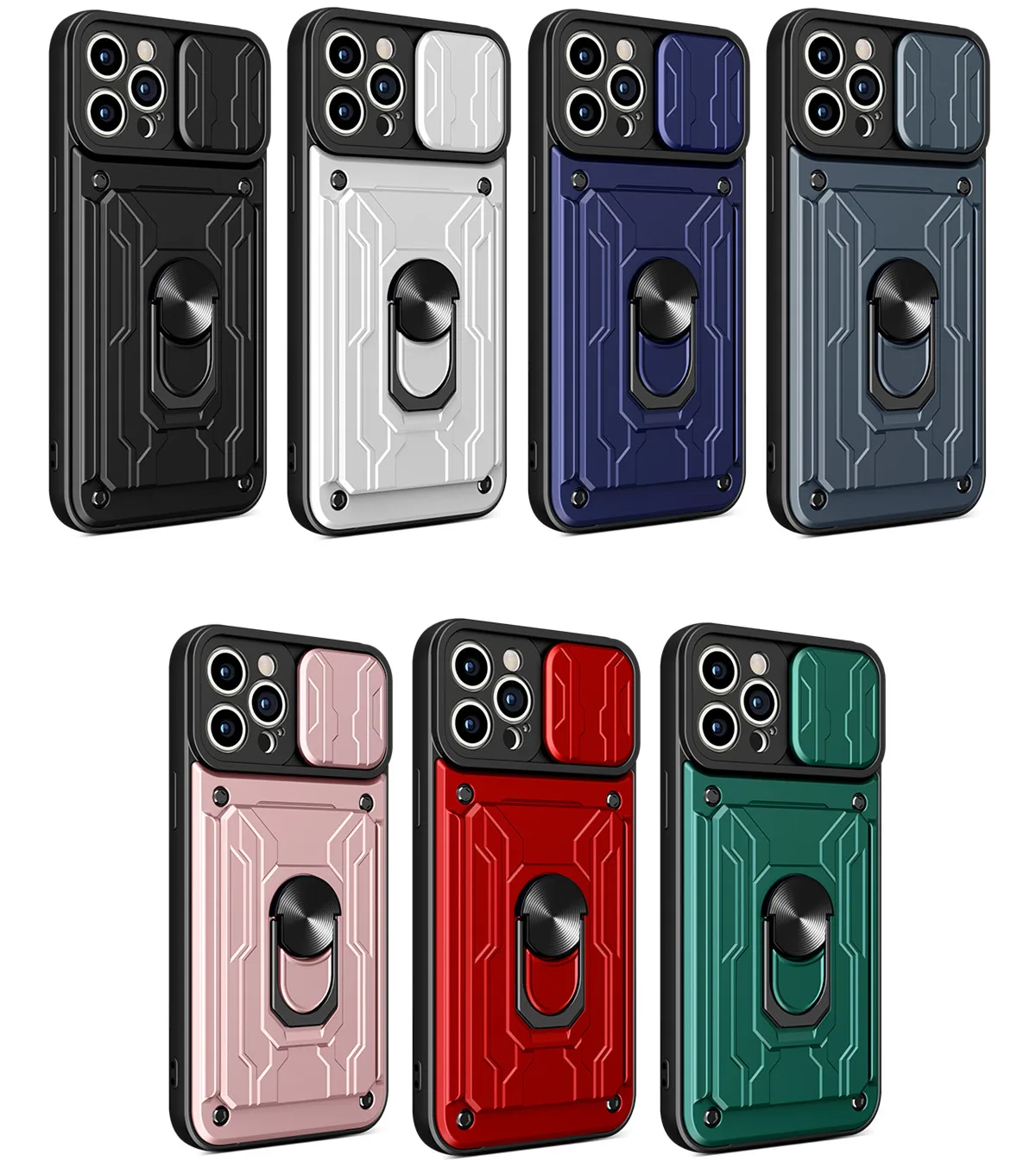 Sleek Lens Protective Case with Hidden Slide Card Slot and Magnetic Ring