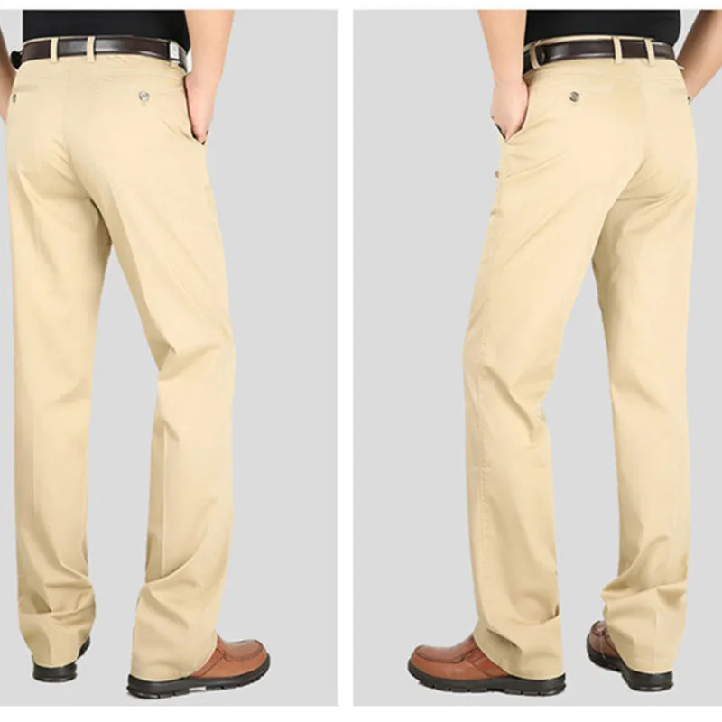 Formal Pants For Men Business Summer Classic Office High Waisted Modal Plus Size 38 40 42 Pure White Straight Thin Male Trousers