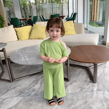 

2020 New Arrival Baby Girls 2 PCS Set T Shirt+Long Pants Summer Kids Girls Suits 1-7 Years