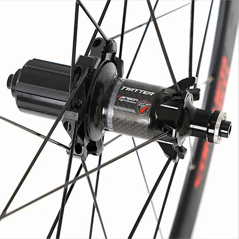 700C Road Bike Bicycle Ultra-light Aluminum Alloy Wheelset Sealed Bearing Carbon Fiber Hub Colorful Reflective Wheels 40mm Rim