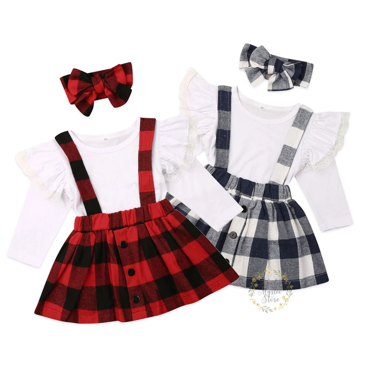 Traje de ropa de moda a cuadros navideños para conjunto de ropa de muñ Traje de ropa de moda a cuadros navideños para conjunto de ropa de muñ