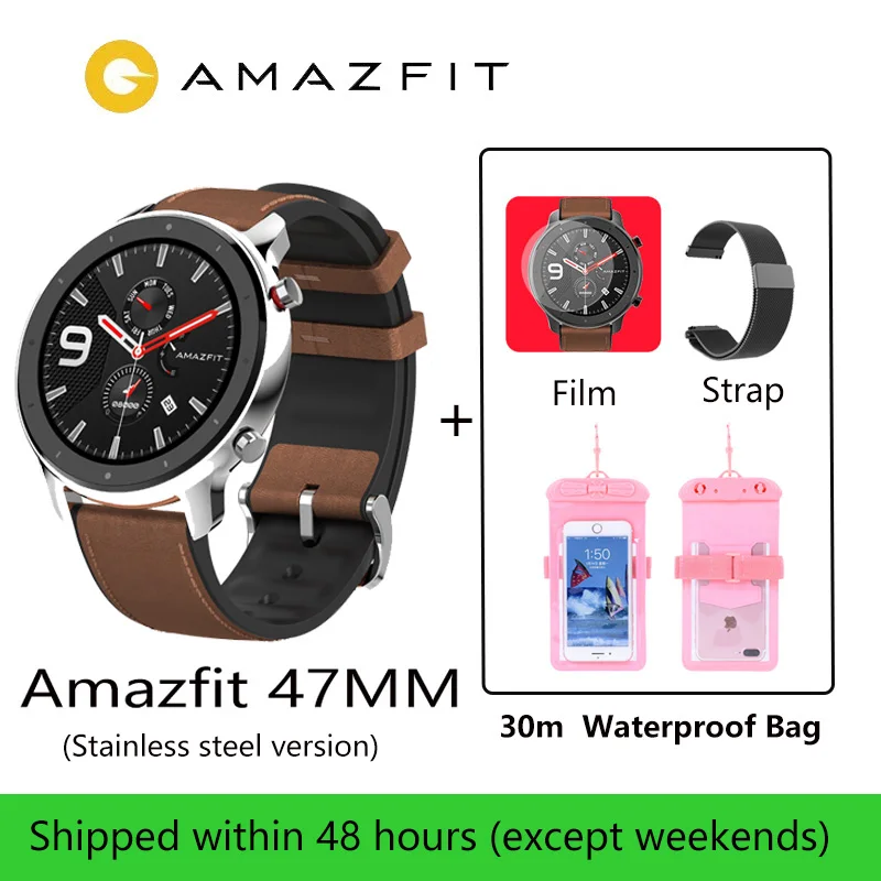 Amazfit GTR 47 мм Смарт-часы для мужчин 5 АТМ водонепроницаемый Huami gps Smartwatch до 24 дней батарея AMOLED экран 12 Спорт Modesl - Цвет: 47MM stainless steel