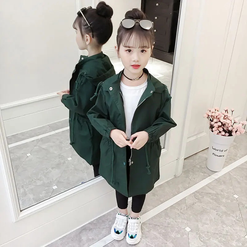 

Girls' Wind Coat Kids' Overcoat Mid-length Spring And Autumn 2019 New Style Big Boy Spring Clothing GIRL'S Korean-style Western