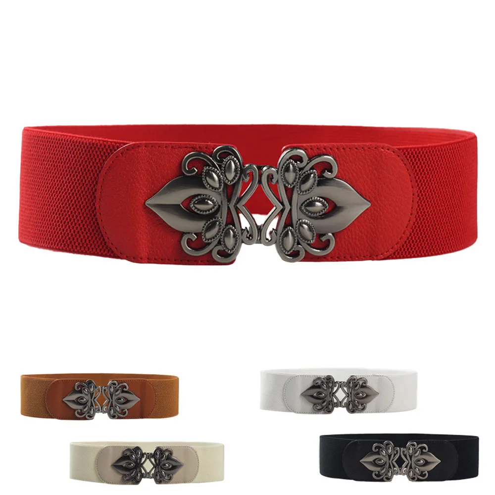 

Vintage Wide Waist Belt for Women Retro Totem Wide Waistband Elastic Stretch Dress Waist Belt Buckle band ladies pasek damski