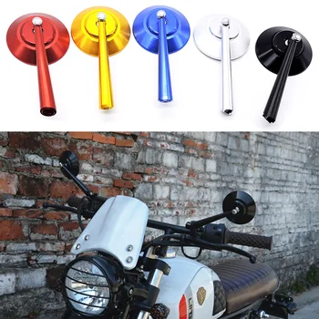 

Motorcycle Modified Straight Rod Small Round Mirror Rearview Mirror Full CNC Reversing Mirror Universal Retroreflector Convex