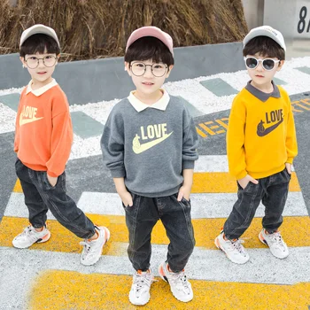 

Letter Love Print Children's Clothing Boys Girls Clothes Baby Toddler Costumes 2 To 8 Years Set Sweatshirt Jeans 2 Pcs Fall Cute