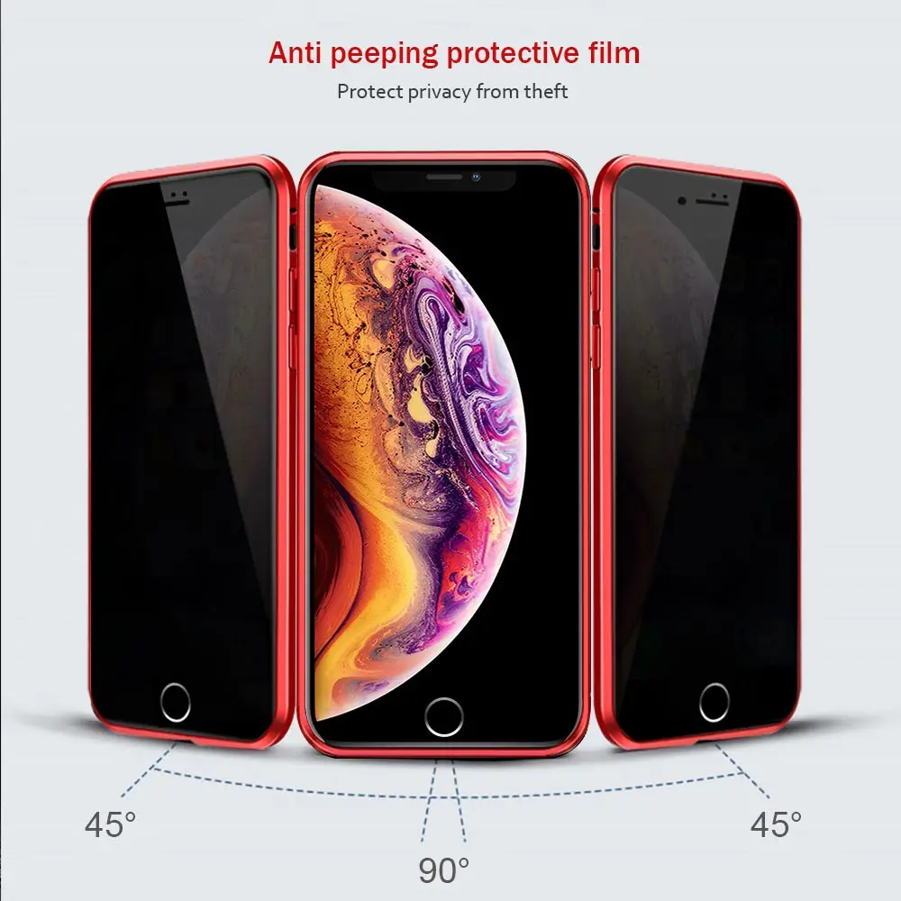 Магнитный чехол из закаленного стекла для iPhone 11 Pro Max 7 8 Plus XR, анти-магнит, металлический бампер, защитный чехол на весь корпус