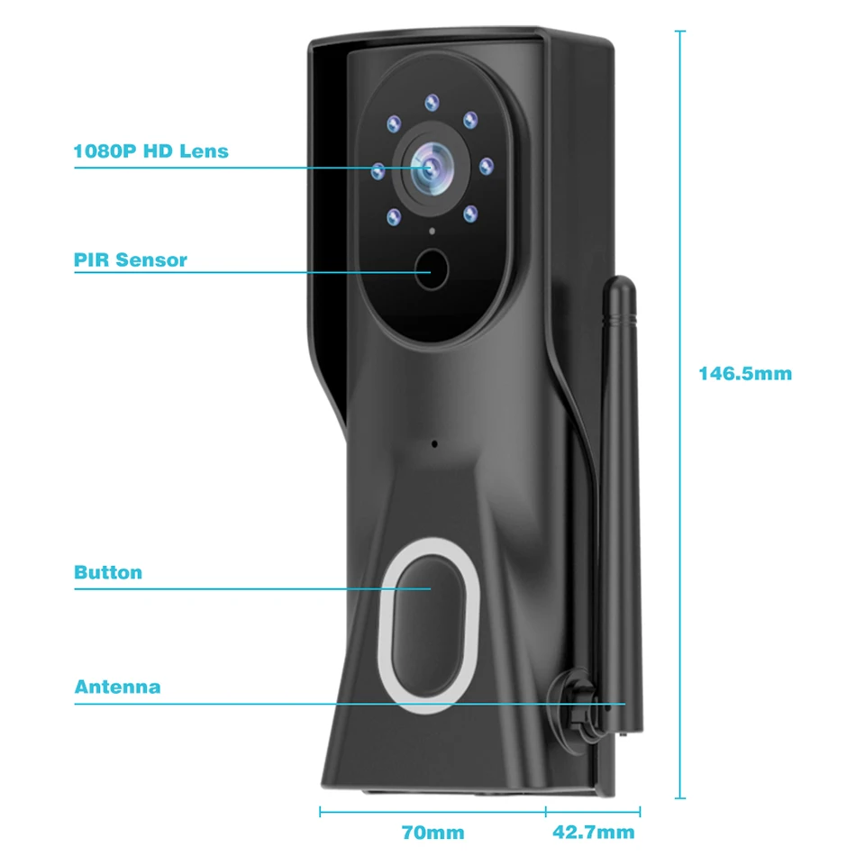 Elecpow Smart Home Wireless Video Intercom Doorbell  Outdoor IP65 Waterproof WiFi Door Bell  PIR Night Vision Security Camera