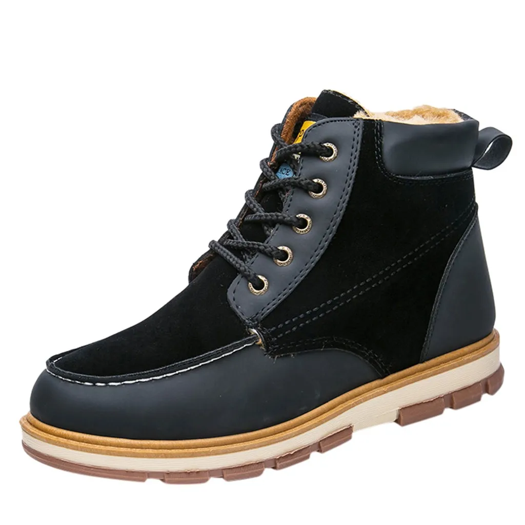 Мужские ботинки для охоты; Водонепроницаемая зимняя обувь; Мужская Спортивная обувь на шнуровке; теплые альпинистские сапоги; botas hombre; винтажные;#1023g25 - Цвет: Черный