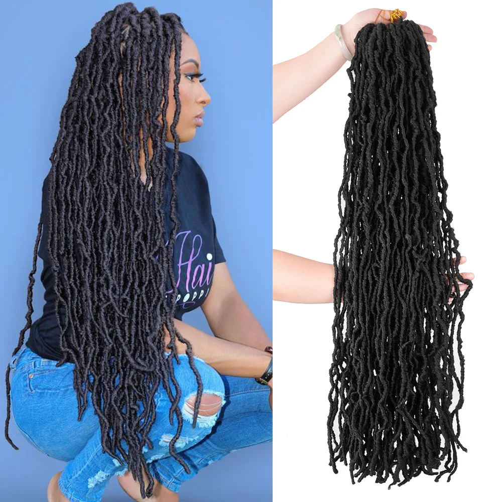 

Silike Nu Locs Synthetic Crochet Hair 36 inch Purple Faux Locs Extension Soft Goddess Braiding Dreadlocks Hair For Black Women