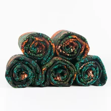 Футболки зеленого цвета и оранжевого цвета с принтом ткань для вечерние платье 6Yards \ Лот комплект из обуви в африканском стиле ткань гарантируют чистое