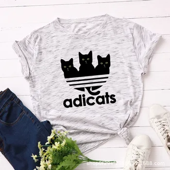 

Black Cat T-shirt Women Harajuku Large Size Short Sleeve Basic Tees Tops Cartoon Summer Oversize T Shirt Funny Print Tshirt Lady