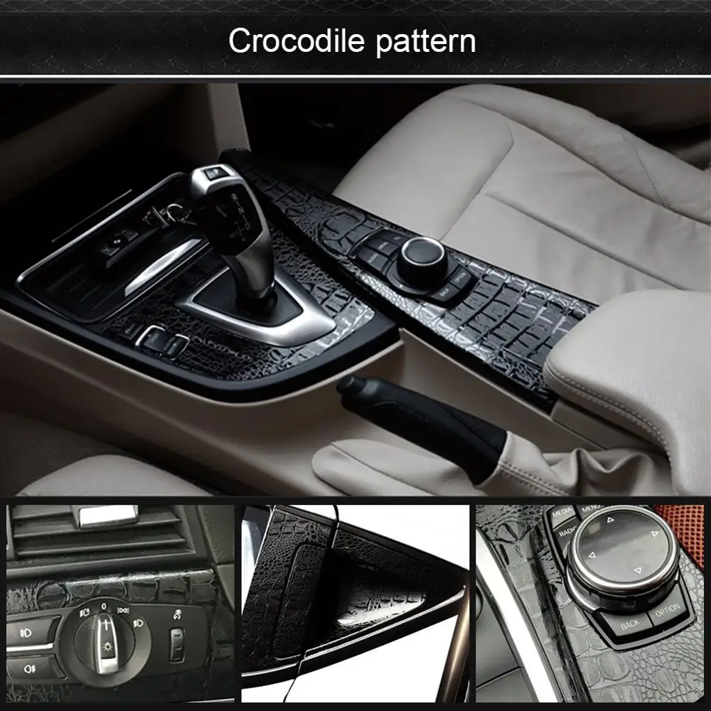 

152 x 10cm Automotive Interior Stickers Car Sticker Wrap Film Simulation Crocodile Styling Leather Interior Decor Decals Sticker
