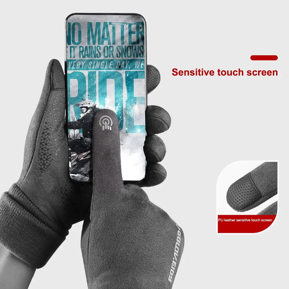 Motorcycle Anti-skid Silicone Mittens Winter Warm Riding Gloves Outdoor Sport Waterproof Windproof Night Riding Reflective Glove