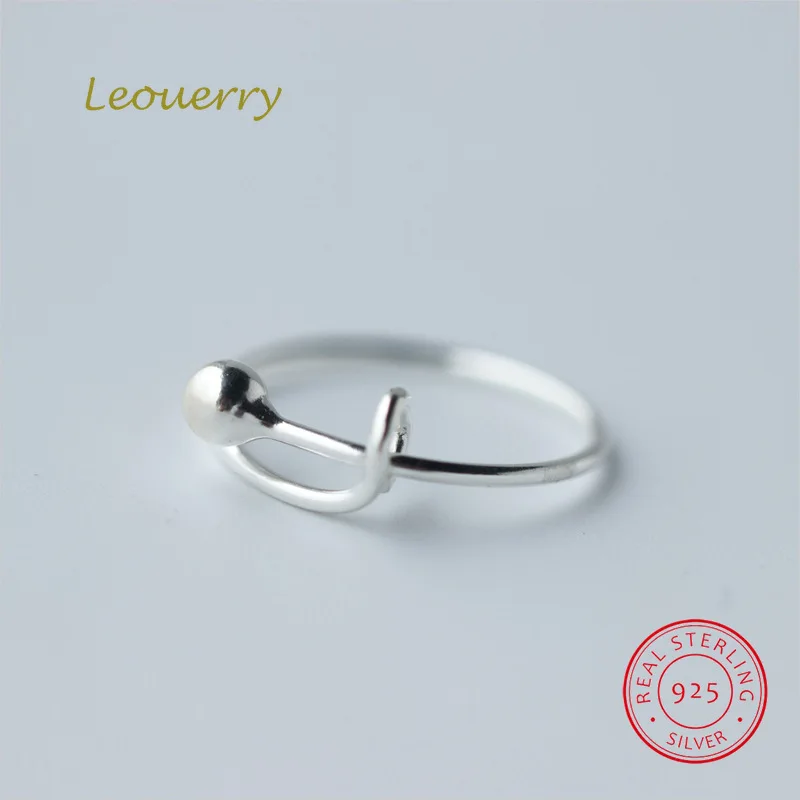 

Leouerry 925 Sterling Silver Ball Buckle Adjustable Ring Cool Ball Hasp Design Punk Finger Ring For Women Fine Jewelry