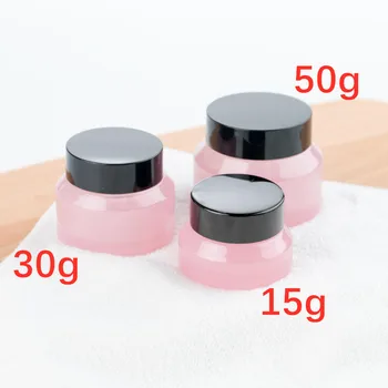 

15g/30g/50g Empty Pink Glass Jar Containers Makeup Nail Art Bead Storage Cosmetic Cream Box Travel Portable Round Bottle