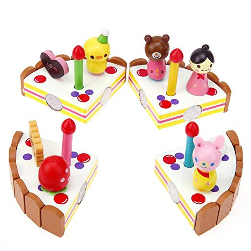 Bolo de Aniversário Brinquedo do Bolo Conjunto de Brinquedo para Crianças Brinquedos para Meninas pc de Madeira Mini Crianças Jogar Infantis Clássico Fingir Meninos 1 5 Brinquedos e hobbies