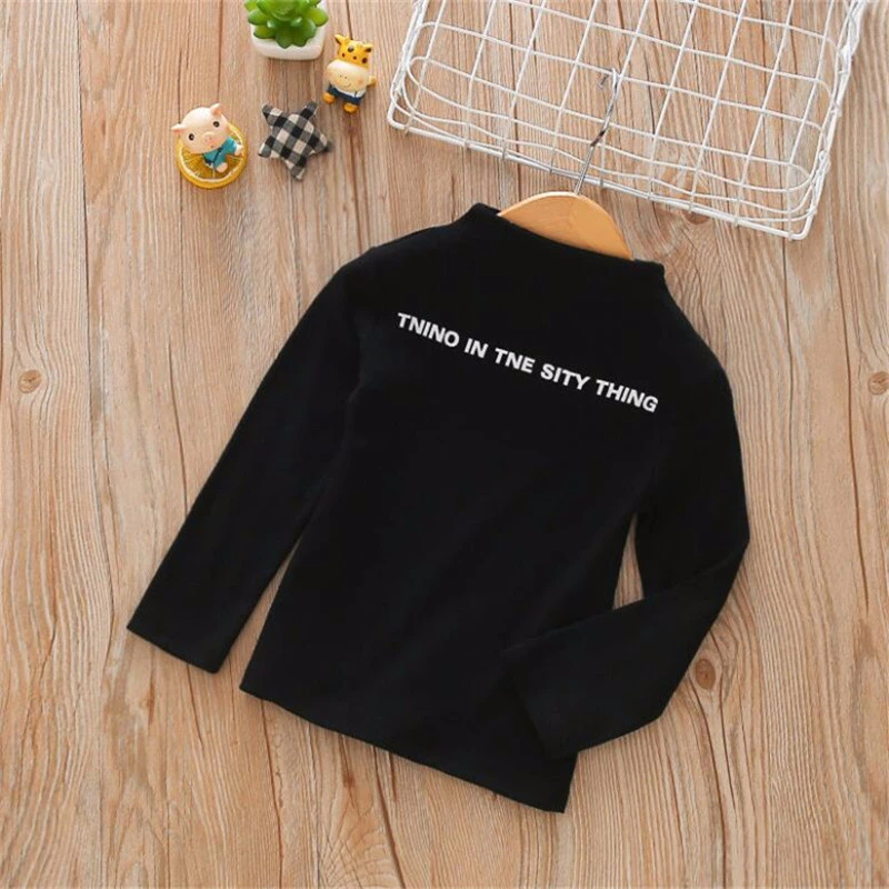 LILIGIRL Half-High Collar Girls and Boys Bottoming Shirt for Children's Tops Clothes Long-Sleeved Kids Cotton Wool T-shirt