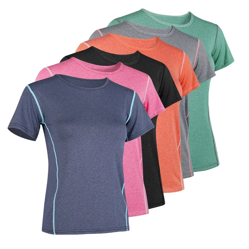 Camisetas de manga corta sin costuras de secado rápido para mujer, ropa deportiva de Yoga para entrenamiento, ropa de gimnasio para Fitness