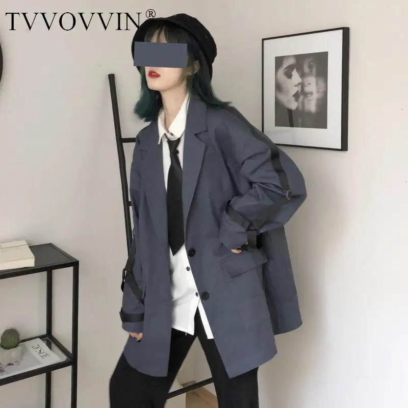 TVVOVVIN, Женское пальто, женский костюм, пальто, на завязках, неровные, женские блейзеры, куртки, синие, подходят к любой одежде, винтажные блейзеры 2019X441