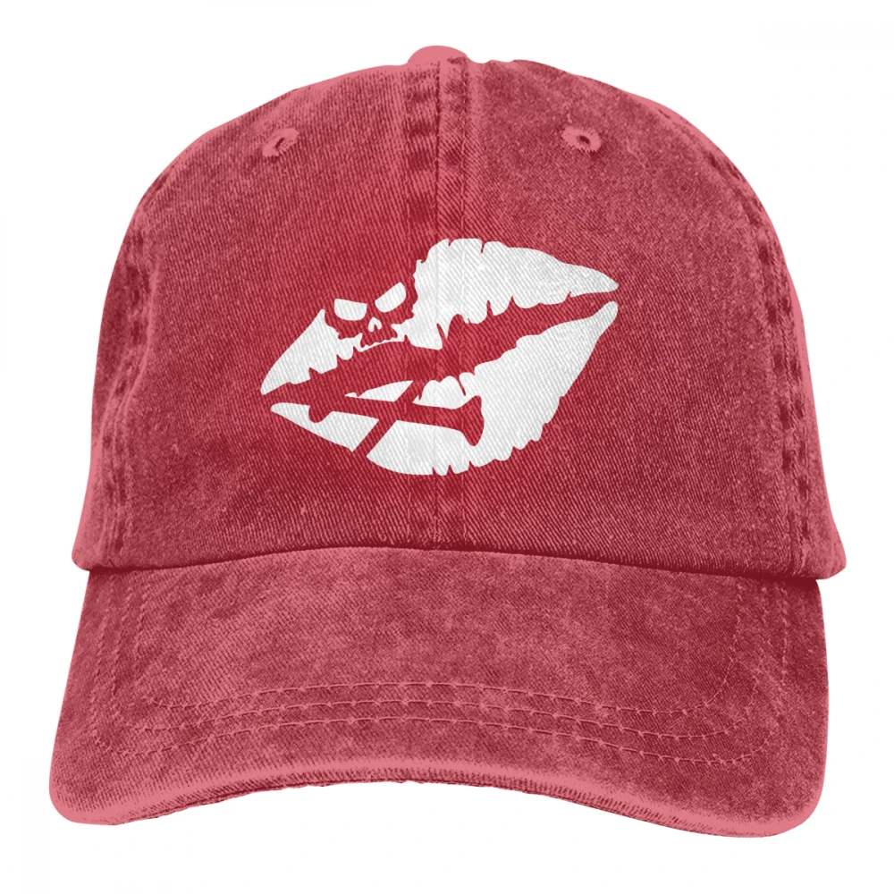 Череп со скрещенными костями Стикеры-губы Casquette черные унисекс Мужские Женские джинсовые бейсболка с ремешком кепки регулируемые Гольф папа шляпа