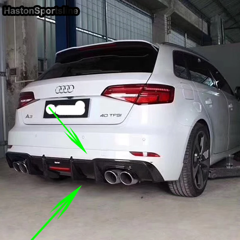 Для Audi S3 Hatchback из углеродного волокна диффузор губа на задний бампер 2017 ~ 2019