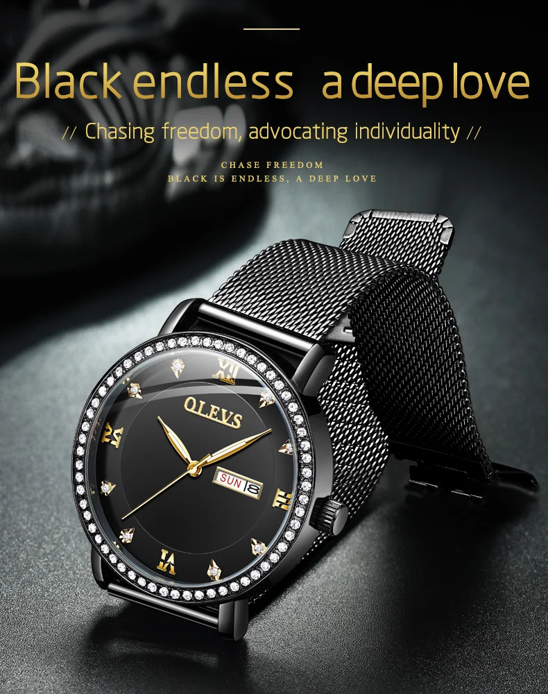 OLEVS часы пара Топ бренд класса люкс Авто Дата наручные часы пара для влюбленных водонепроницаемый сетка горный хрусталь кварцевые модные мужские и женские