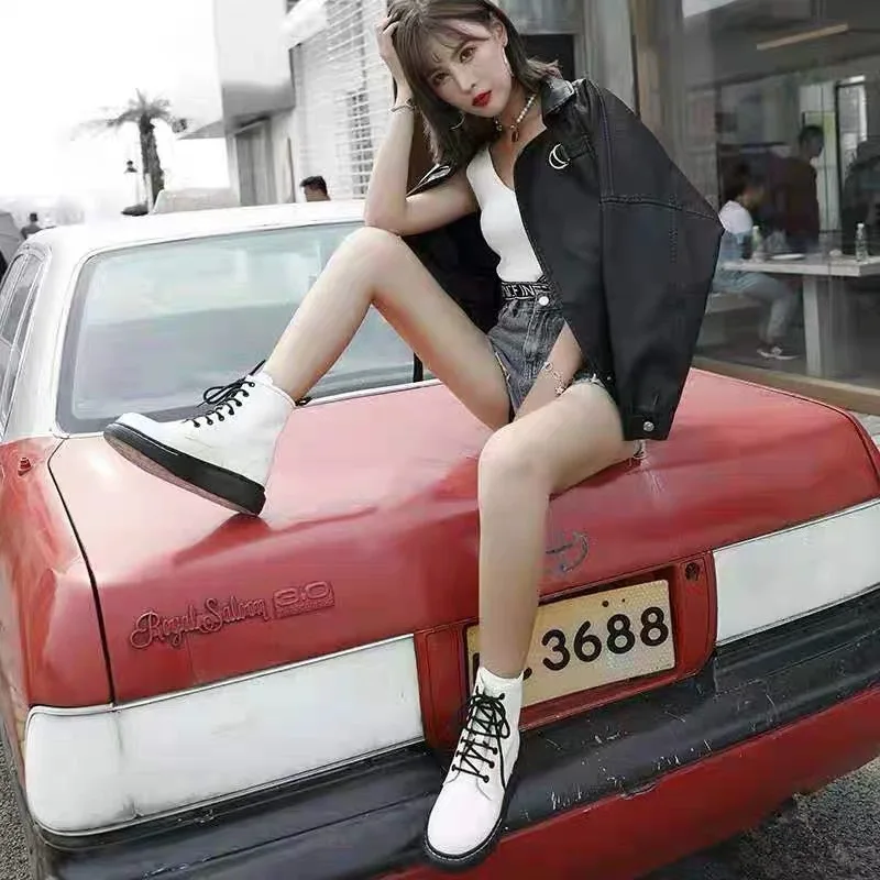 

Coulee Nazha Celebrity Style 2019 Autumn And Winter Martin Boots Retro Korean-style Lace-up Zhenxi Locomotive Thick Bottomed Sho