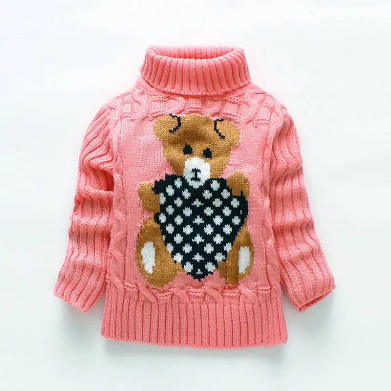LEAPPAREL/Детский свитер; Повседневная водолазка; вязаный теплый свитер для мальчиков и девочек; рисунок с милым медведем; пуловер; свитер