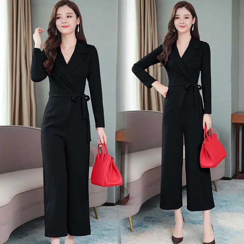 Женский комбинезон с v-образным вырезом и длинным рукавом, офисный ...