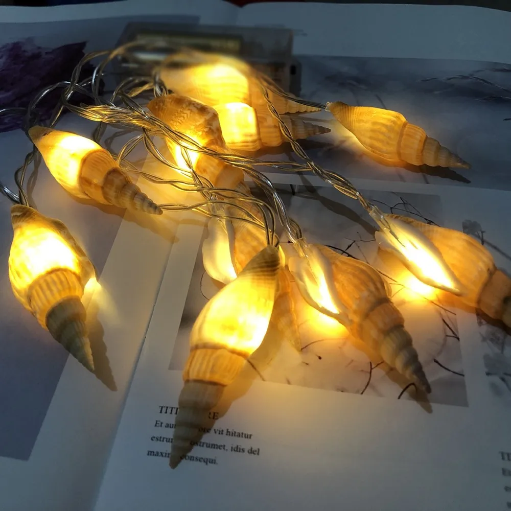 

Ocean Conch Light String LED Decor Lights Photo Props Lighting Fairy Garland For Christmas Tree Wedding Party Decor