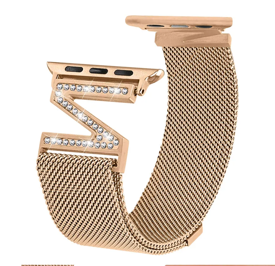 Миланская петля Алмазный ремешок для Apple Watch 4 44 мм 40 мм iwatch 4 3 2 1 ремешок 42 мм 38 мм браслет из нержавеющей стали для женщин