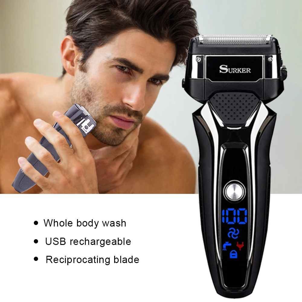 

Men Electric Shaver Reciprocating Blade Intelligent Razors USB Rechargeable Washable Beard Trimmer Facial Shaving Machine